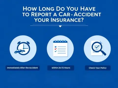 The infographic explores how quickly you should submit a car accident report to insurance, offering options like immediately, within 24-72 hours, or after checking your policy.