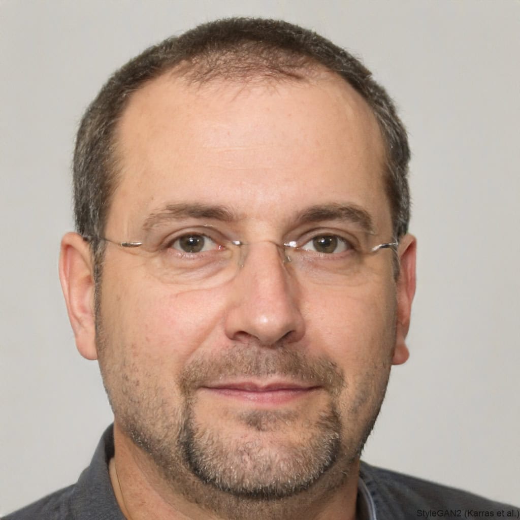 A middle-aged man with short brown hair, glasses, and a trimmed beard looks at the camera against a plain light background.