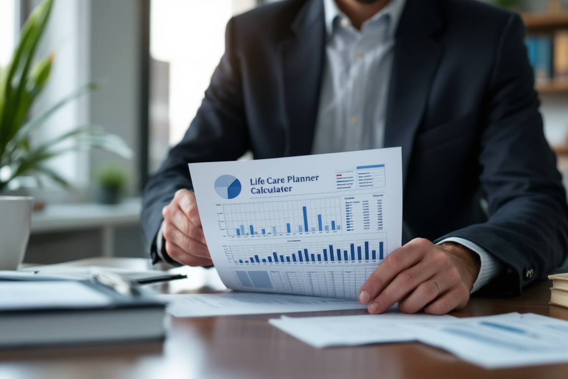 Life care planner calculating lifetime costs for catastrophic truck accident injury victim