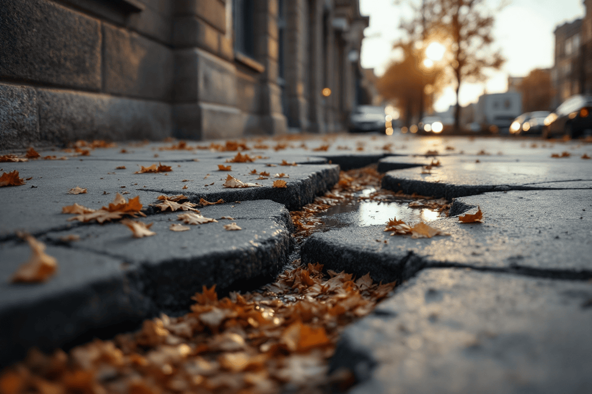 Broken sidewalk causing trip and fall accident showing property owner vs municipal liability in Michigan
