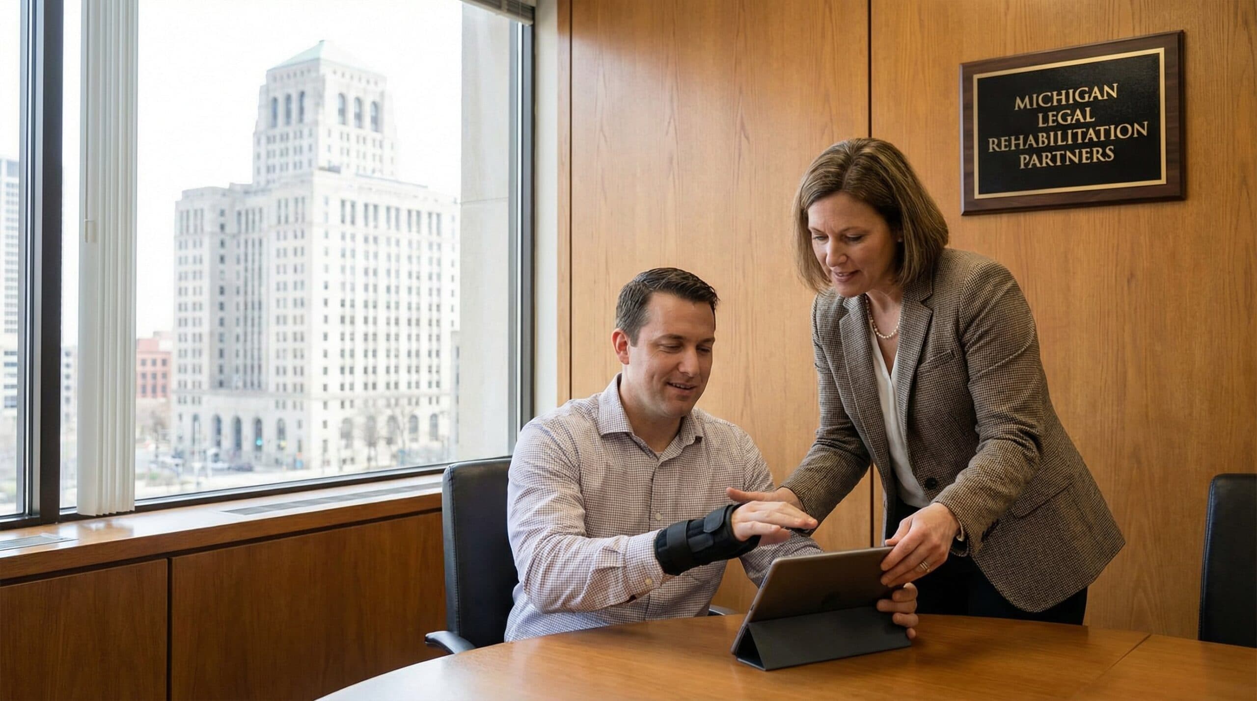 Brain injury rehabilitation specialist working with patient showing localized responses during recovery