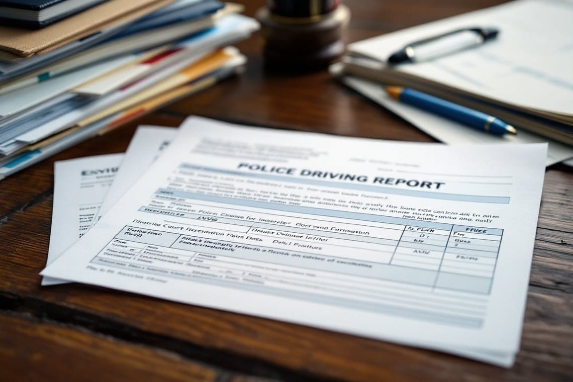 Evidence documentation from Michigan drunk driving accident including police report and medical records